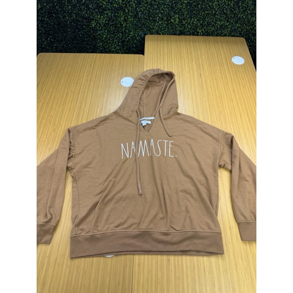 Women's Rae Dunn 'Namaste' Hooded Pullover Brown Large